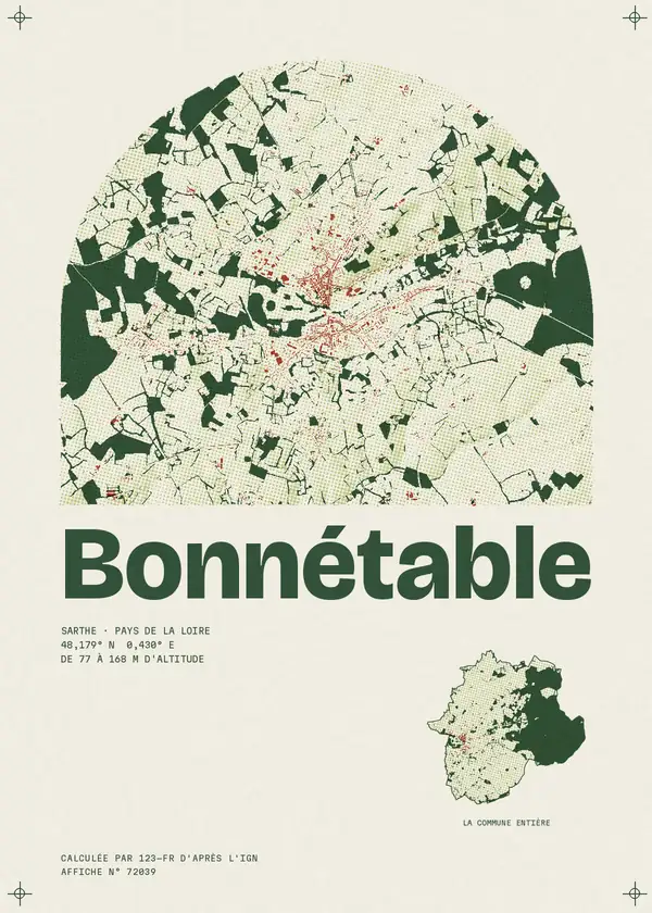 Affiche de Bonnétable, calculée par 123-fr d'après l'IGN