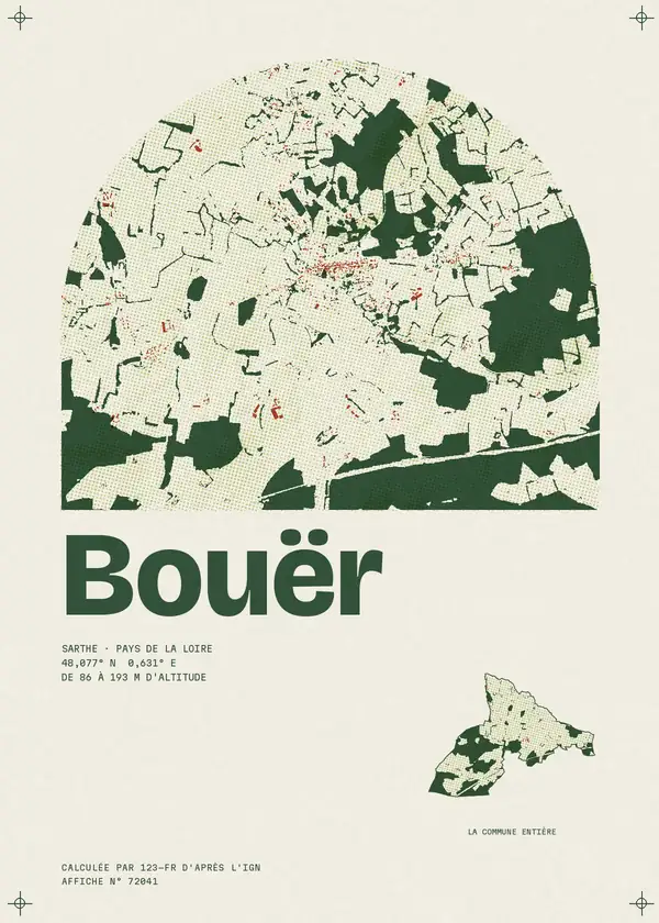 Affiche de Bouër, calculée par 123-fr d'après l'IGN
