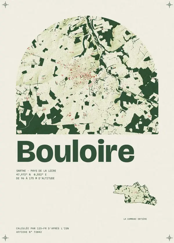 Affiche de Bouloire, calculée par 123-fr d'après l'IGN