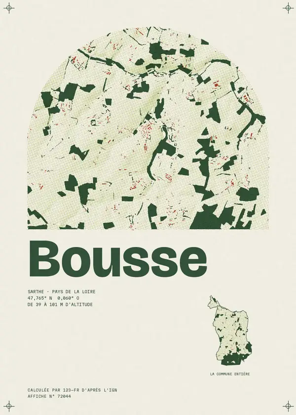 Affiche de Bousse, calculée par 123-fr d'après l'IGN