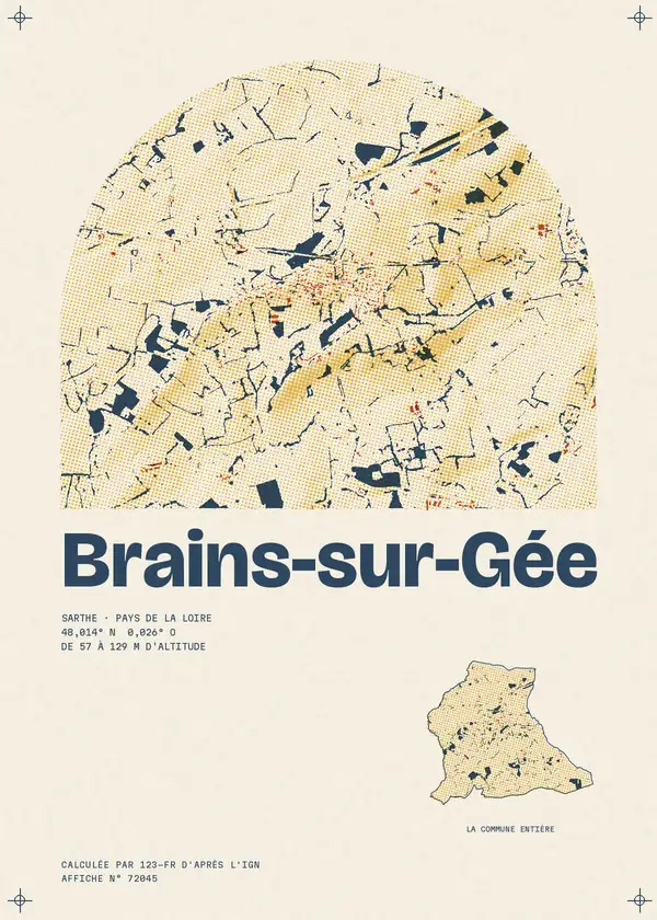 Affiche de Brains-sur-Gée, calculée par 123-fr d'après l'IGN