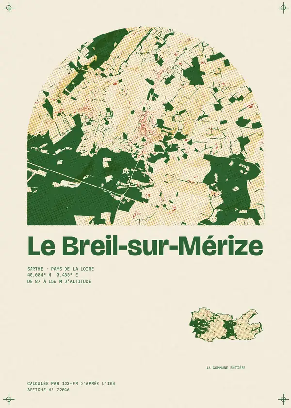 Affiche de Le Breil-sur-Mérize, calculée par 123-fr d'après l'IGN