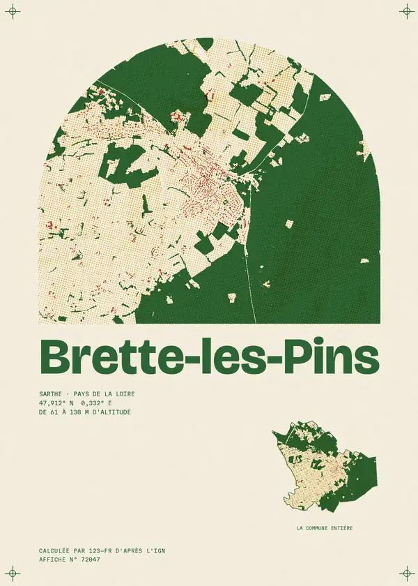 Affiche de Brette-les-Pins, calculée par 123-fr d'après l'IGN