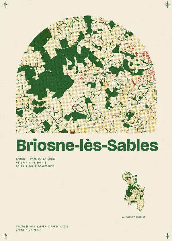 Affiche de Briosne-lès-Sables, calculée par 123-fr d'après l'IGN