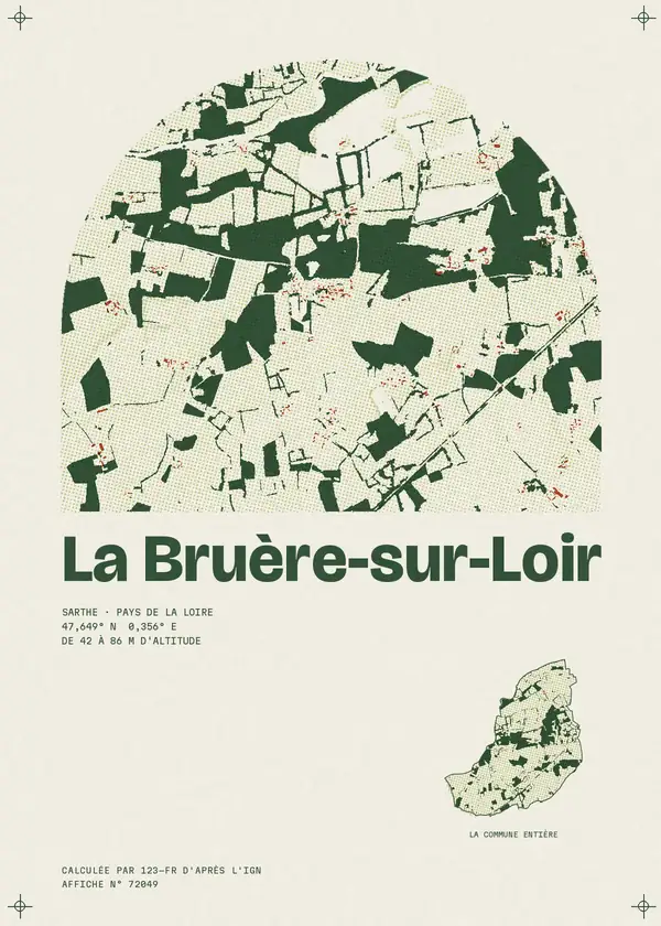 Affiche de La Bruère-sur-Loir, calculée par 123-fr d'après l'IGN