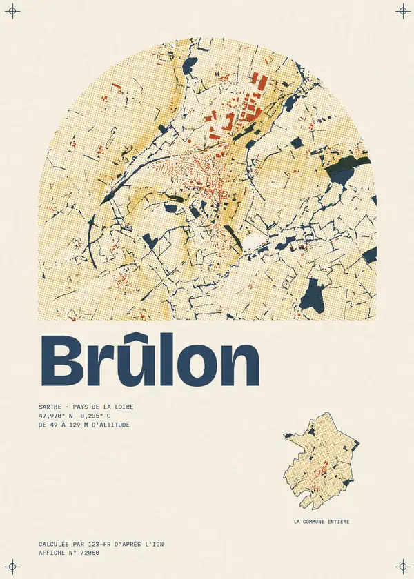Affiche de Brûlon, calculée par 123-fr d'après l'IGN