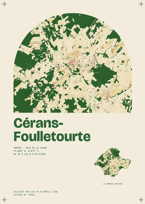 Affiche de Cérans-Foulletourte, calculée par 123-fr d'après l'IGN