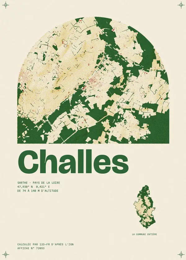 Affiche de Challes, calculée par 123-fr d'après l'IGN