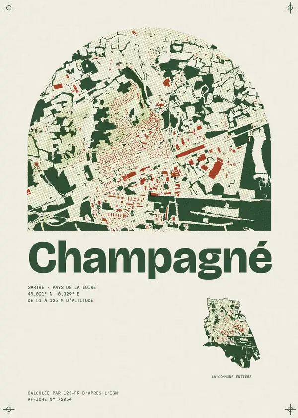 Affiche de Champagné, calculée par 123-fr d'après l'IGN