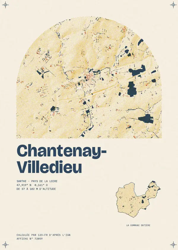 Affiche de Chantenay-Villedieu, calculée par 123-fr d'après l'IGN