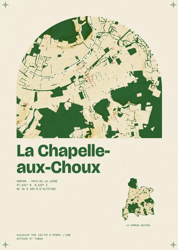 Affiche de La Chapelle-aux-Choux, calculée par 123-fr d'après l'IGN