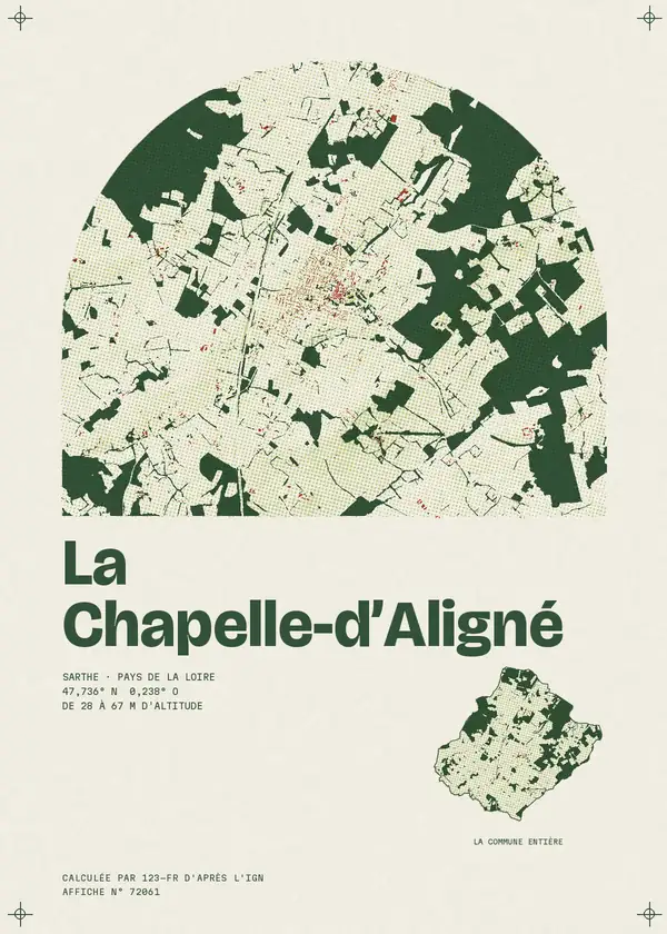 Affiche de La Chapelle-d'Aligné, calculée par 123-fr d'après l'IGN