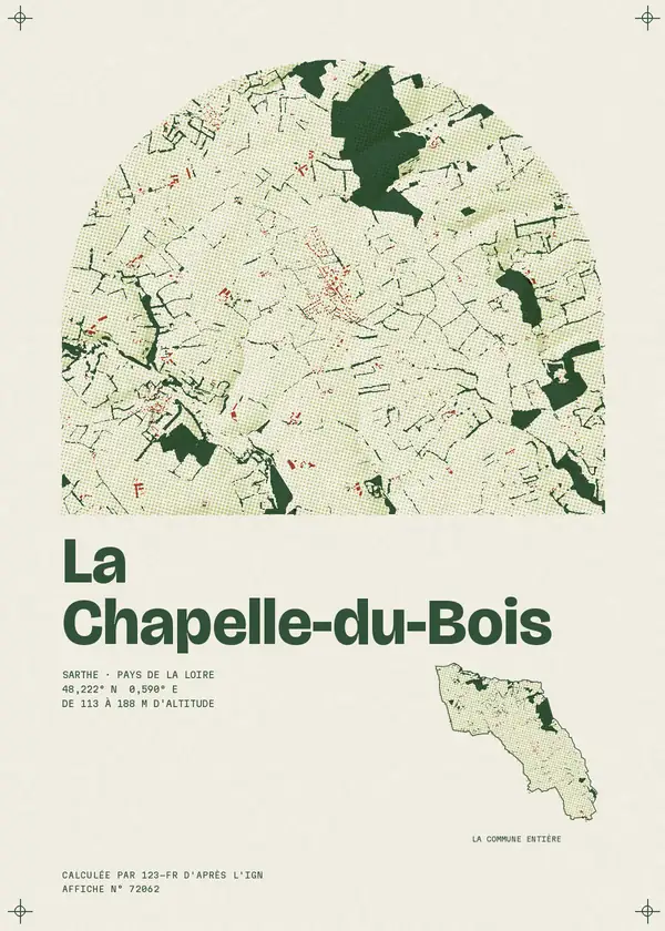 Affiche de La Chapelle-du-Bois, calculée par 123-fr d'après l'IGN