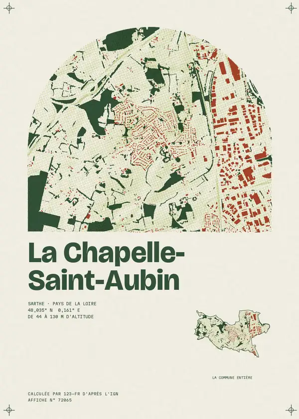 Affiche de La Chapelle-Saint-Aubin, calculée par 123-fr d'après l'IGN