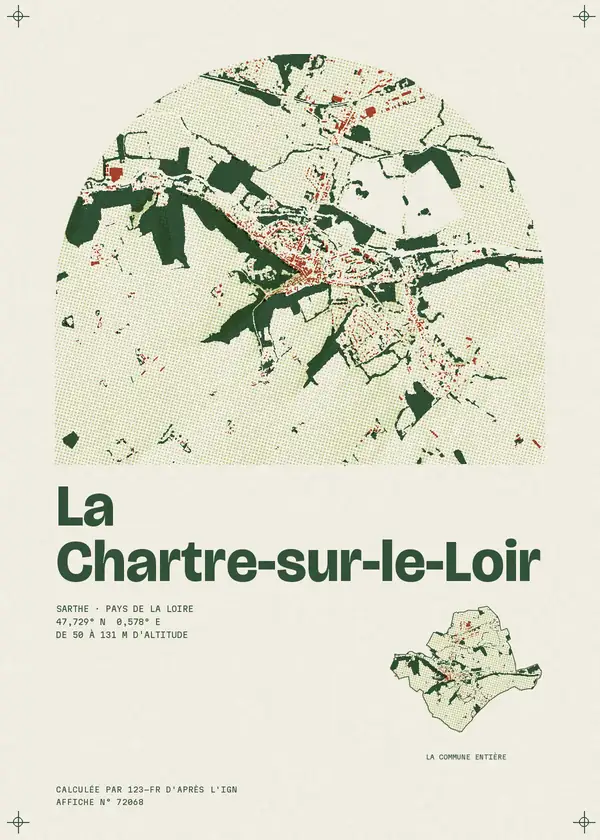Affiche de La Chartre-sur-le-Loir, calculée par 123-fr d'après l'IGN