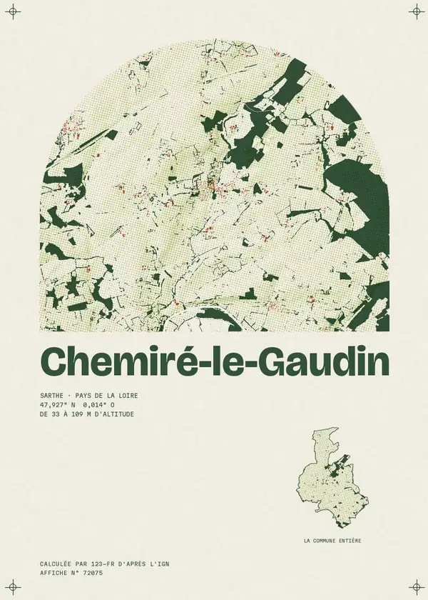 Affiche de Chemiré-le-Gaudin, calculée par 123-fr d'après l'IGN