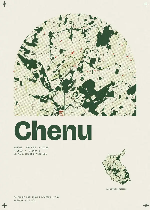 Affiche de Chenu, calculée par 123-fr d'après l'IGN