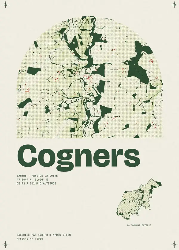 Affiche de Cogners, calculée par 123-fr d'après l'IGN