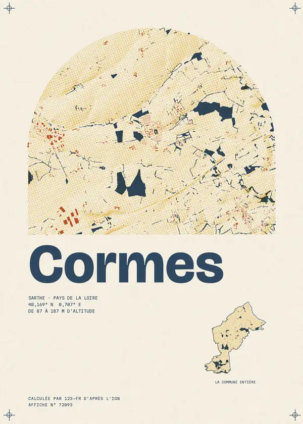 Affiche de Cormes, calculée par 123-fr d'après l'IGN
