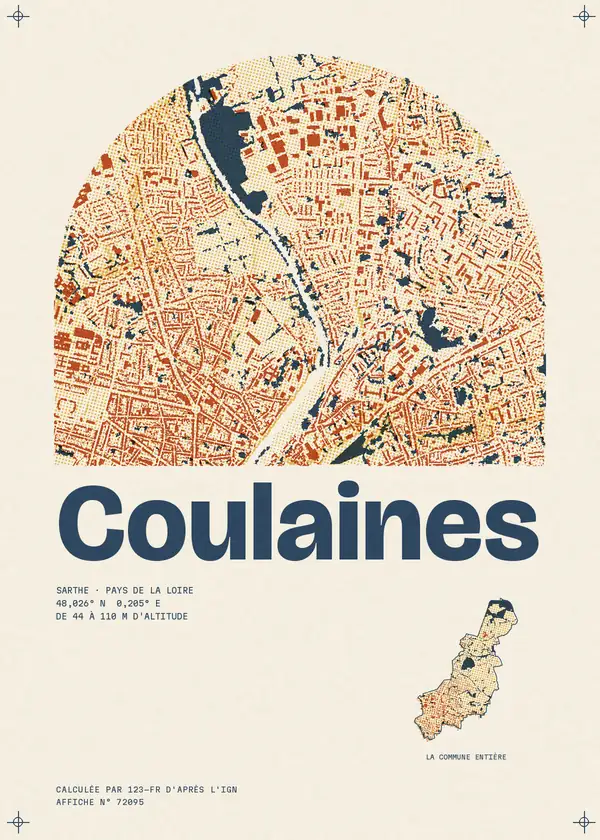 Affiche de Coulaines, calculée par 123-fr d'après l'IGN