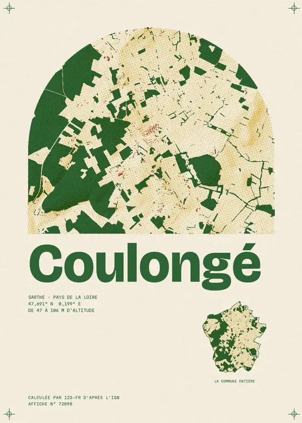 Affiche de Coulongé, calculée par 123-fr d'après l'IGN
