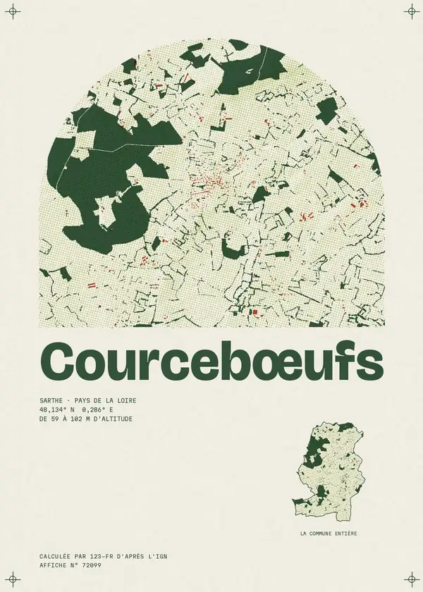 Affiche de Courcebœufs, calculée par 123-fr d'après l'IGN
