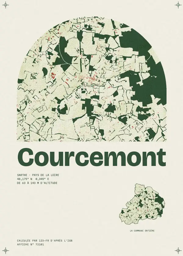 Affiche de Courcemont, calculée par 123-fr d'après l'IGN