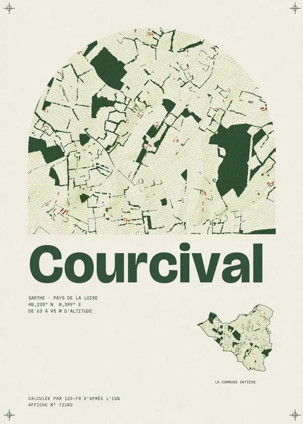 Affiche de Courcival, calculée par 123-fr d'après l'IGN