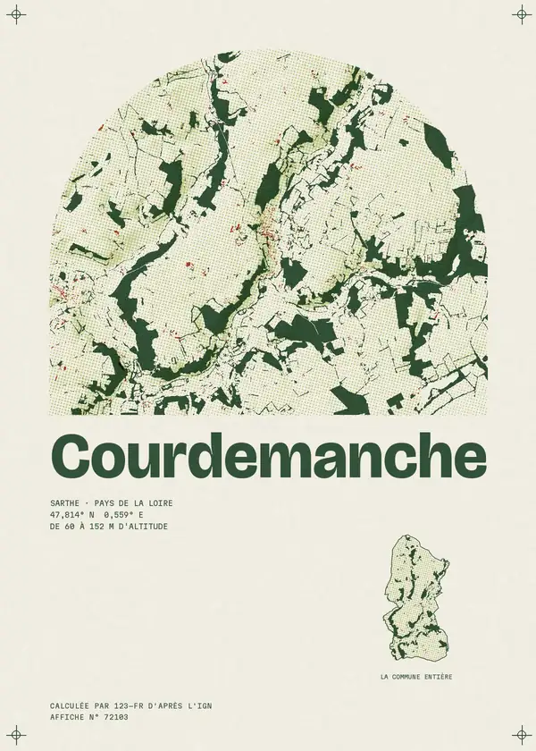 Affiche de Courdemanche, calculée par 123-fr d'après l'IGN