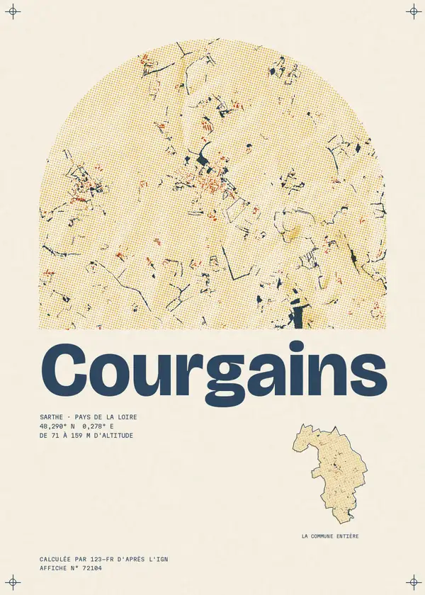 Affiche de Courgains, calculée par 123-fr d'après l'IGN