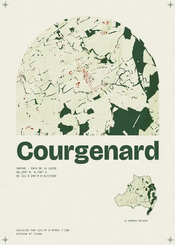 Affiche de Courgenard, calculée par 123-fr d'après l'IGN