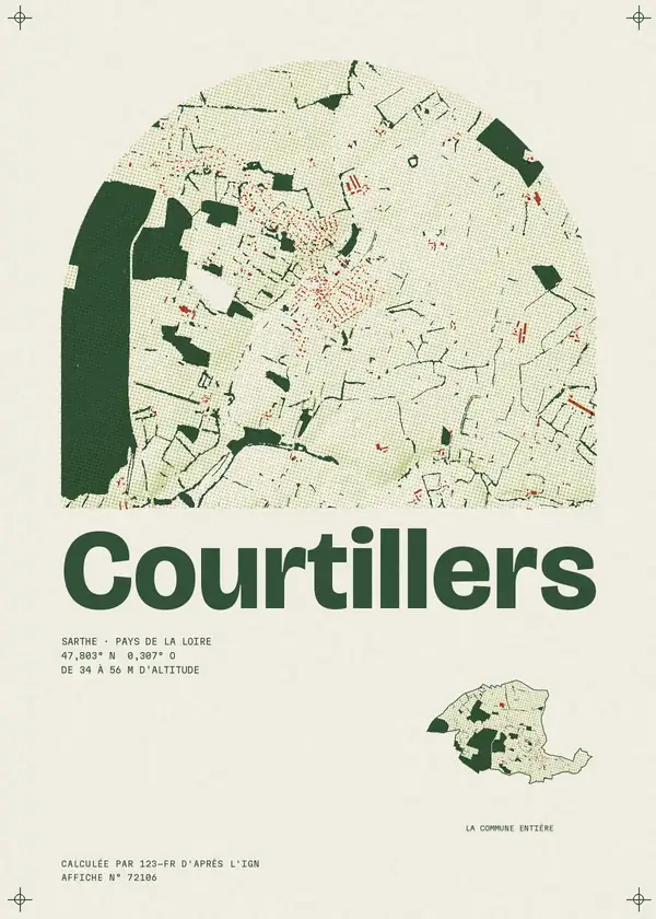 Affiche de Courtillers, calculée par 123-fr d'après l'IGN