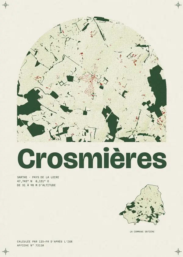 Affiche de Crosmières, calculée par 123-fr d'après l'IGN