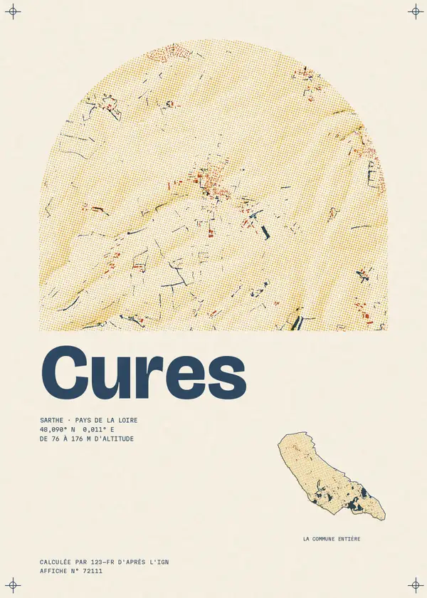 Affiche de Cures, calculée par 123-fr d'après l'IGN