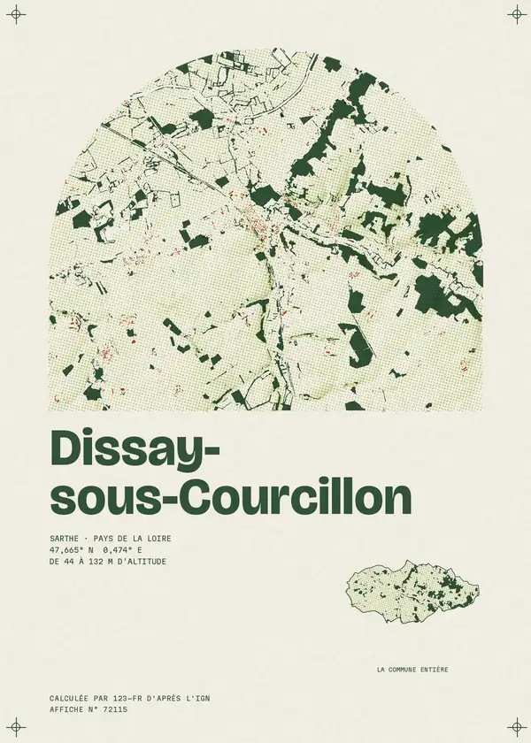 Affiche de Dissay-sous-Courcillon, calculée par 123-fr d'après l'IGN