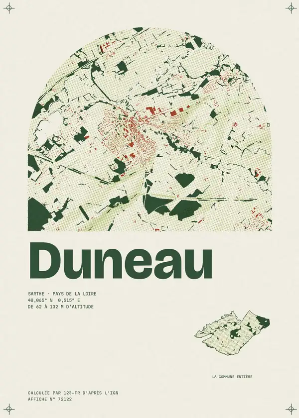 Affiche de Duneau, calculée par 123-fr d'après l'IGN