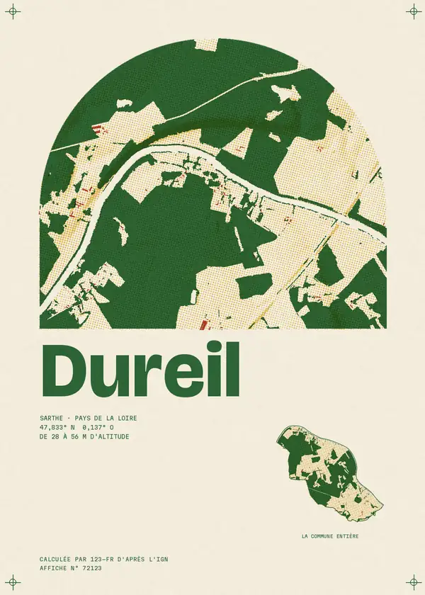 Affiche de Dureil, calculée par 123-fr d'après l'IGN