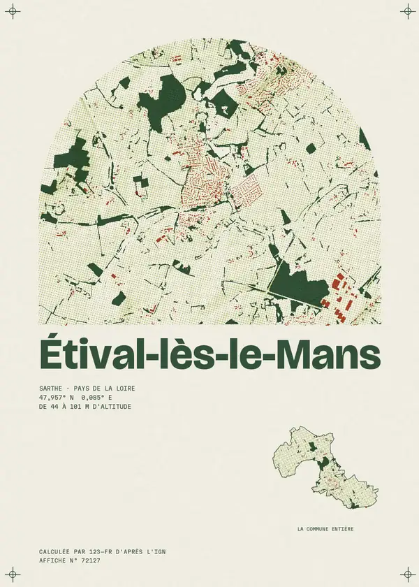 Affiche de Étival-lès-le-Mans, calculée par 123-fr d'après l'IGN