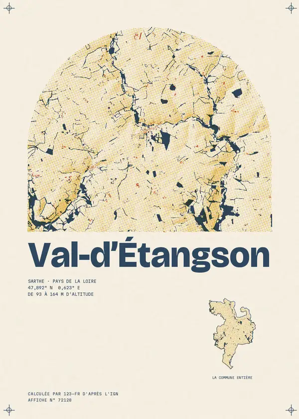 Affiche de Val-d'Étangson, calculée par 123-fr d'après l'IGN