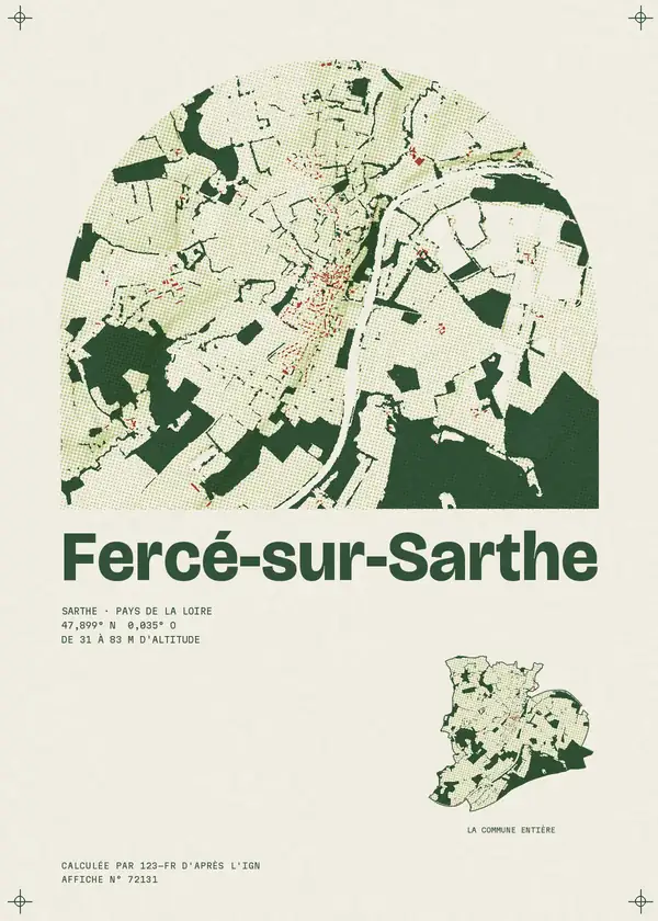Affiche de Fercé-sur-Sarthe, calculée par 123-fr d'après l'IGN