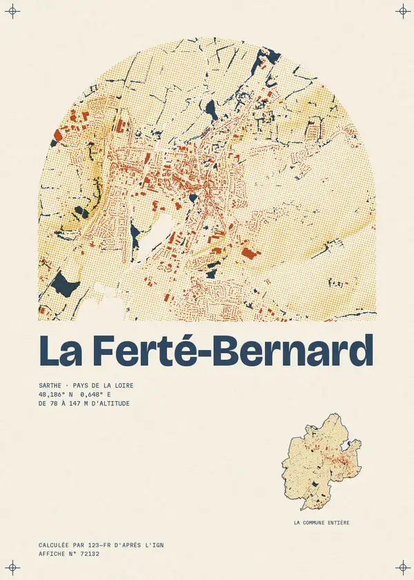 Affiche de La Ferté-Bernard, calculée par 123-fr d'après l'IGN