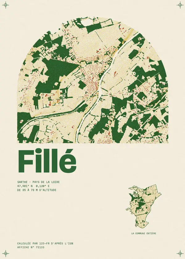 Affiche de Fillé, calculée par 123-fr d'après l'IGN