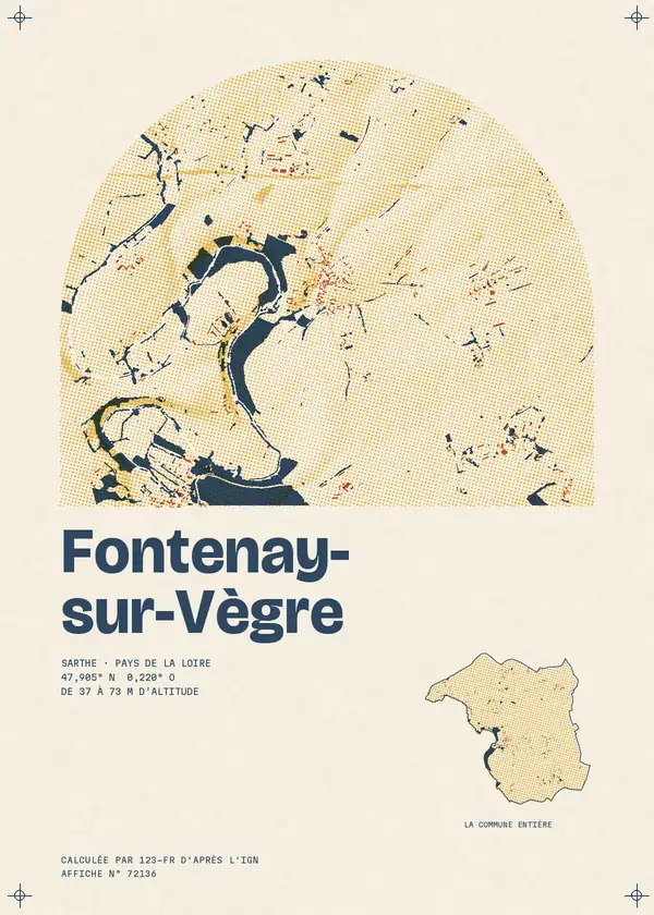 Affiche de Fontenay-sur-Vègre, calculée par 123-fr d'après l'IGN