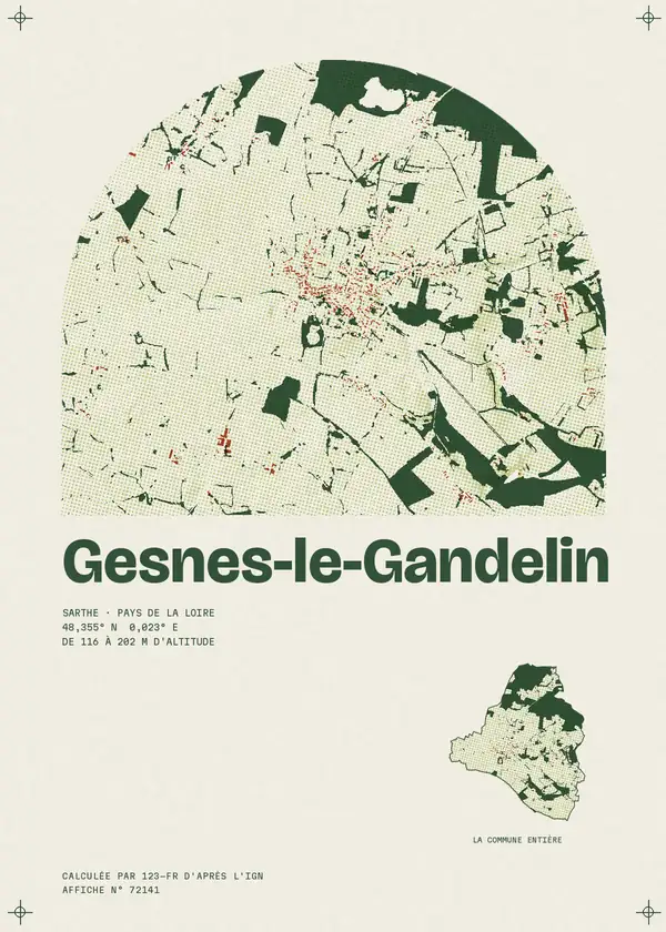 Affiche de Gesnes-le-Gandelin, calculée par 123-fr d'après l'IGN