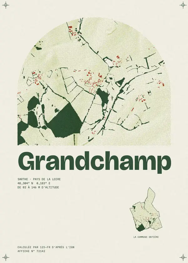 Affiche de Grandchamp, calculée par 123-fr d'après l'IGN