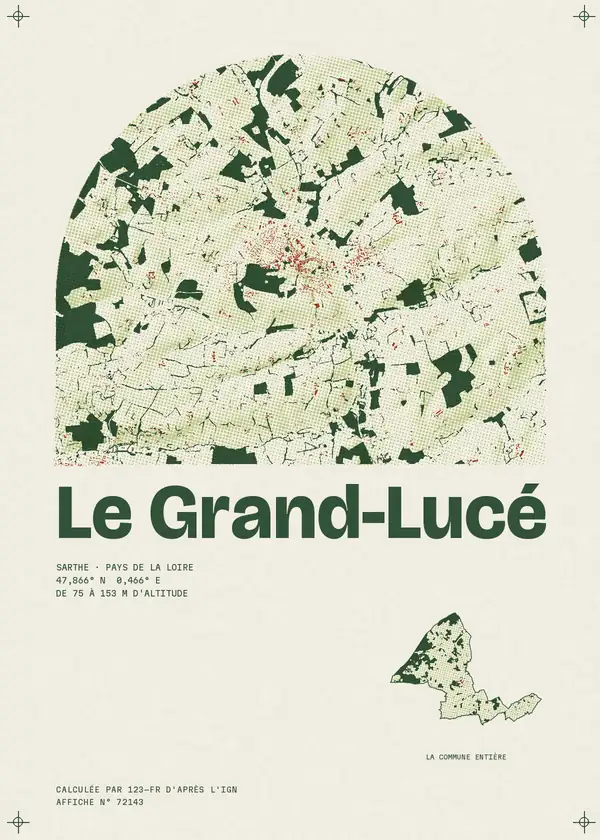 Affiche de Le Grand-Lucé, calculée par 123-fr d'après l'IGN