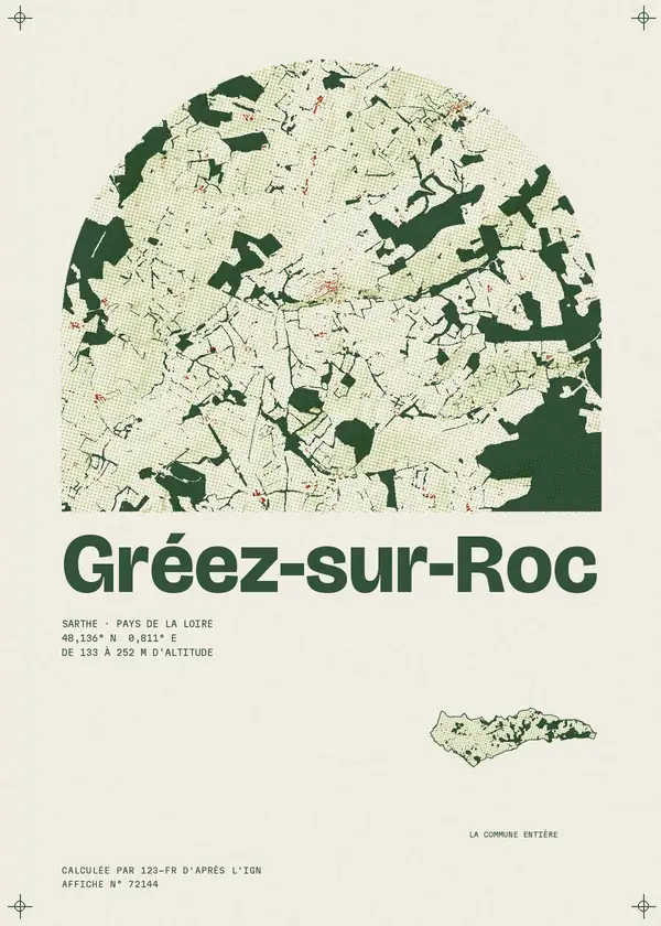 Affiche de Gréez-sur-Roc, calculée par 123-fr d'après l'IGN