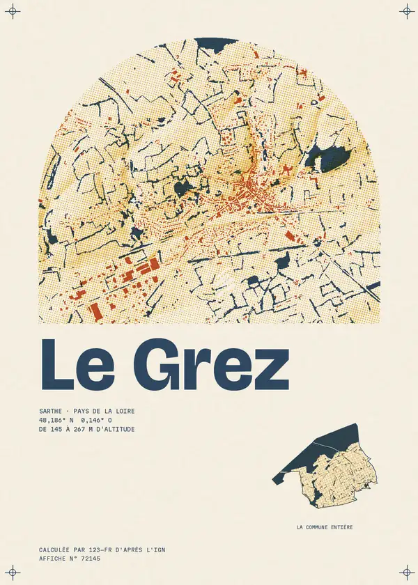 Affiche de Le Grez, calculée par 123-fr d'après l'IGN