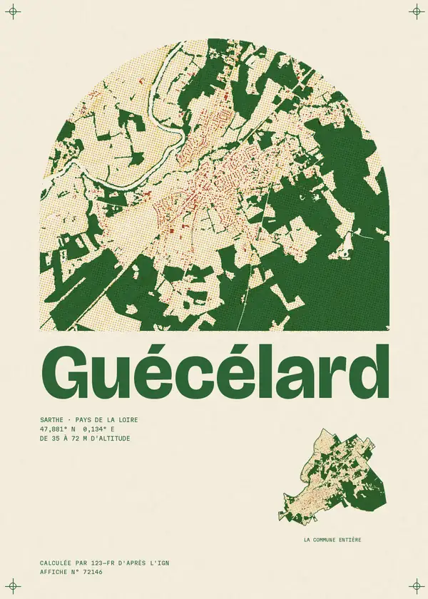 Affiche de Guécélard, calculée par 123-fr d'après l'IGN