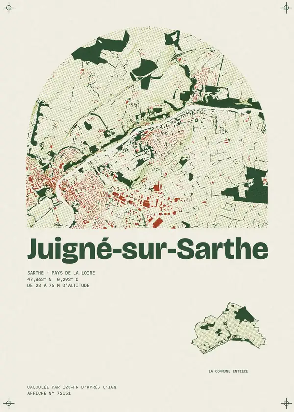 Affiche de Juigné-sur-Sarthe, calculée par 123-fr d'après l'IGN